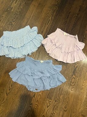 Ruffled Mini Skirts - Blue Floral (S) Lavender (XS) and Blue (S)